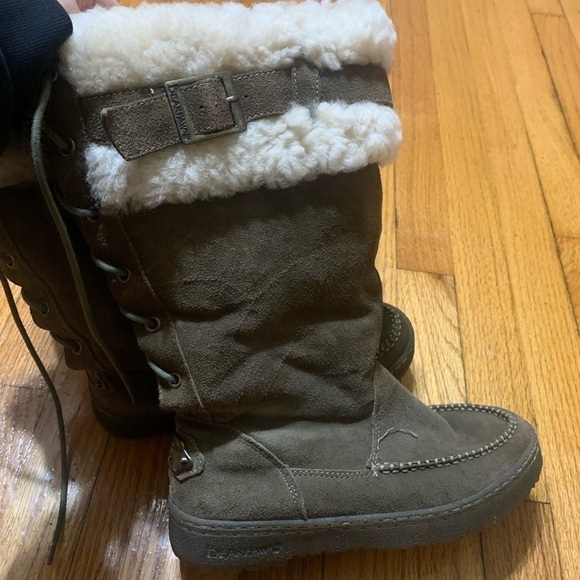 BEARPAW SIREN 1235W Suede Leather Shearling Fur Lace Up Boots Women’s 8 - Picture 6 of 11